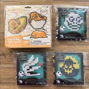 Gudetama and Disney Nightmare Before Christmas Melty PERLER Beads Lot of 4 Sets